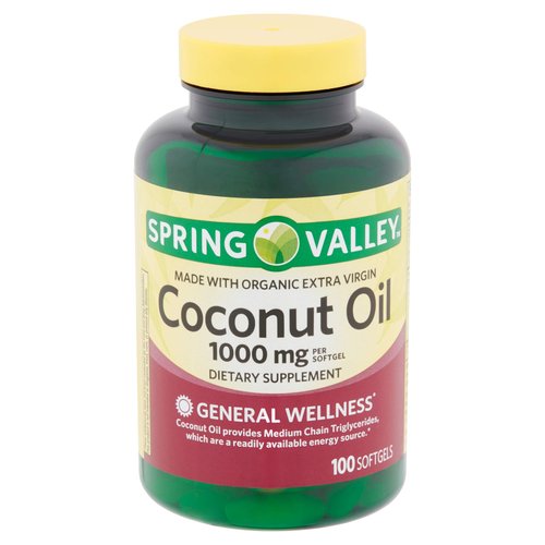 Spring Valley Extra Virgin Coconut Oil, 1,000 MG, 100 Softgels
