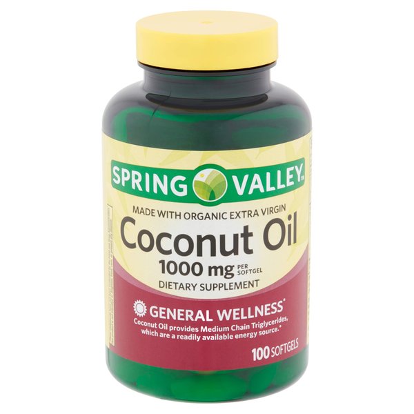 Spring Valley Extra Virgin Coconut Oil, 1,000 MG, 100 Softgels