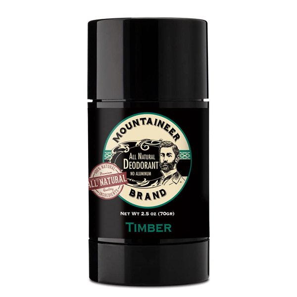 Mountaineer Brand All Natural Deodorant for Men and Women | Absorbent Arrowroot Powder and Dead Sea Salt | Sensitive Skin Odor Protection | Aluminum & Baking Soda Free | Timber 2.5oz