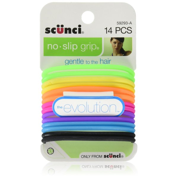 Scunci The Evolution No Slip Grip Hair Ties Assorted Color - 14 CT