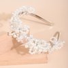 Xerling Floral Pearl Headband Tiara for Girls Bridal Hair Accessory for Wedding Crystal Crown for Party Headdress Hair Band Jewelry (Silver)