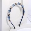 Formery Blue Crystals Headband Rhinestone Beaded Hairband Party Prom Wedding Handmade Pearl Beads Headpiece for Women and Girls
