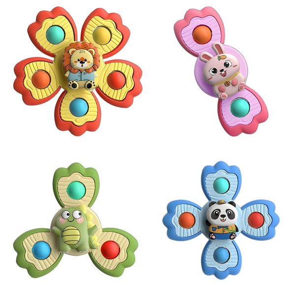 4 Pcs Suction Cup Spinner Toy for Babies, Baby Bath Toys for Toddlers 6 12 18 Months, Fidget Spinners Toy for Kids 1-3 Christmas Birthday Baby Gifts Spinning Sensory Toys