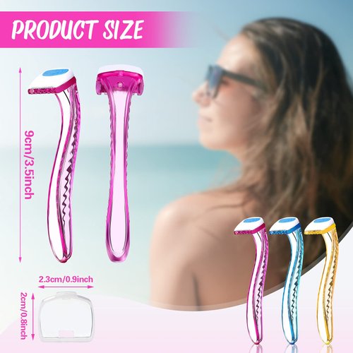 Honoson 16 Pieces T Type Bikini Disposable Razors for Women Durable Travel Accessories Pubic Hair Removal Beauty Razor Bikini Line Trimmer for Body Cosmetic Tool(Rose Red, Blue, Yellow)
