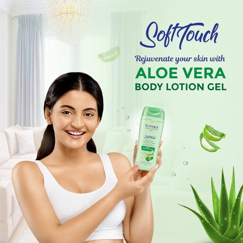 Yuthika Body Lotion Gel Aloe Vera Smooth Care 100ml Pack of 1, Soft Touch Gel Body Lotion for Summer, Winter, Light Moisture for Face and All Skin Types, Aloe Vera Body Lotion