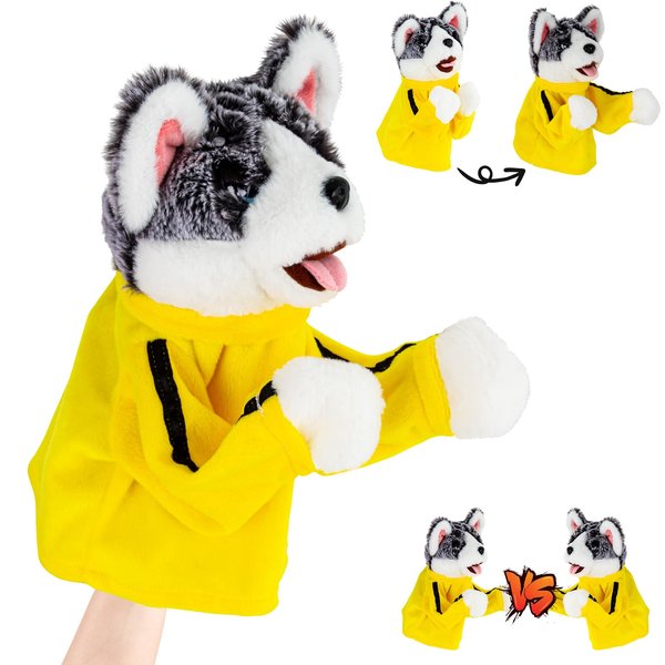 Aywewii Kung Fu Husky Boxing Dog Puppet Animal Toy Punching Puppet Childrens Game Hand Puppets for Kids Teens Adults Birthday Party Kid Toys Gag Gift for Boys Girls