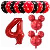 Hongkai Red mouse 4th Birthday Girl Decoration Foil Balloons Set, 32" Red Number 4 Mylar balloons Baby Four Year old Birthday Kids Happy Birthday Party Supplies