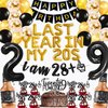 29th Birthday Decorations Party Supplies for Men Last Year in My 20s Balloons I AM 28+1 Glitter Banner 29th Birthday Foil Balloons Whiskey Balloon Cake Topper Cupcake Toppers