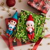 JOYIN 2PCS Christmas Elf Plush Doll,Tiny Elf Doll with Clothes and Belt Pattern Soft Plush Christmas Accessories for Christmas Holiday Decorations, Christmas Dress-Up Party.