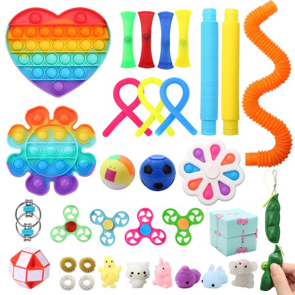 Fidget Simple Fidget Pack, 35pcs Fidget Toys Set with Popping Fidget Sensory Toys for Kids and Adults Simple Fidget Stress Relief Kit Gift for Party Classroom Christmas Stocking