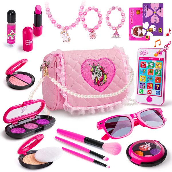 Meland Toys for Girls - Toddler Girls Gift Idea for Birthday Christmas, Pretend Makeup Kit for Girls with My First Purse Toy, Makeup for Kids Age 3-6 Year Old for Pretend Play