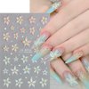 Tyuimhx 5 Sheets Flowers Nail Art Stickers Decals 5D Embossed Self-Adhesive Lily Flowers Nail Stickers Blue Pink White Green Purple Floral Nail Decals Supplies for Women Girls DIY Nail Tip Decorations