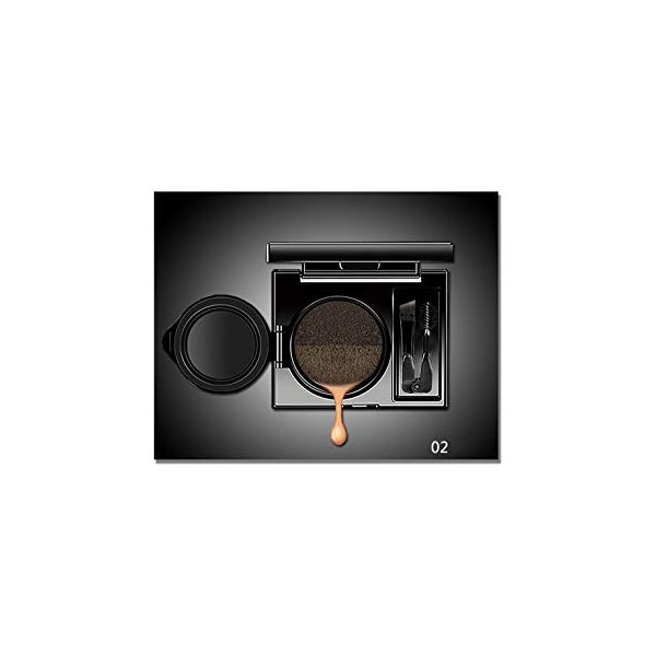2 Colors Waterproof Air Cushion Eyebrow Cream Powder Eyebrow Makeup Eyebrow powder with duo 2 end eyebrow Brushes (Dark Brow Set)