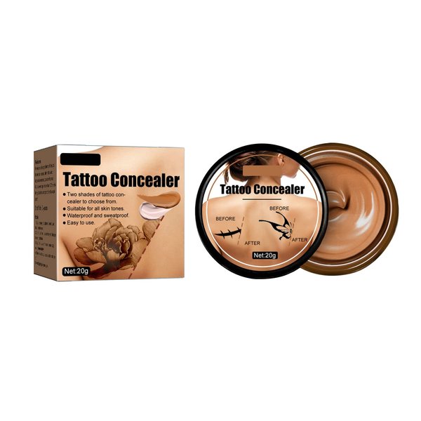 Tattoo Cover Up,Waterproof Invisible Concealer Body Leg Bruise Stretch Scar Dark Spots Vitiligo Skin Makeup Waterproof,Professional Long Lasting Tattoo Cover Up Suitable for Men and Women,1 PC Natural