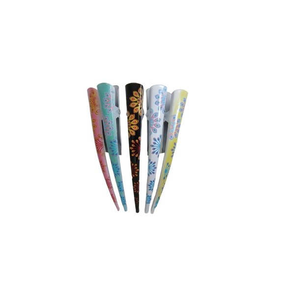 Generic Please read details before buying!! painted peacock alligator hair clip (Primary color: Black)