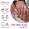 56Pcs Luxury Nail Art Rhinestone, Pink&White Silver Heart Nail Gems Charms, Silver Planet Gems Nail Diamond Rhinestones Jewels Charms for Girl Women DIY Nail Design Craft Jewelry Accessories