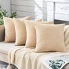 Decorative Square Throw Pillow Covers 18x18 Inch Set of 4,Farmhouse Fall Super Soft Chenille Pillows Cover for Living Room Bedroom Sofa Couch Cushion Cover Cojines Decorativos Para Sala Beige 45x45cm