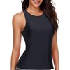 Holipick High Neck Tankini Top Bathing Suit Tops for Women Tummy Control Tank Tops Swimsuits Black L
