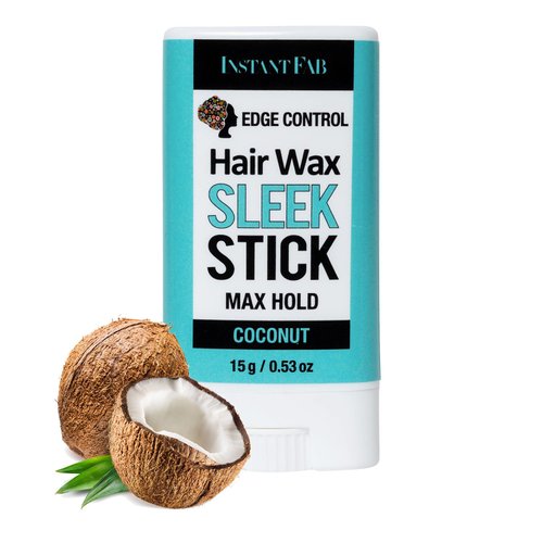 STUDIO LIMITED Instant Fab Edge Control Hair Wax Sleek Stick Max Hold 0.53oz/ 15g, Non-greasy Styling Hair Pomade Stick, Hair Wax Stick for Hair, Wax Stick for Flyaways Hair (Coconut, 2 Pack)