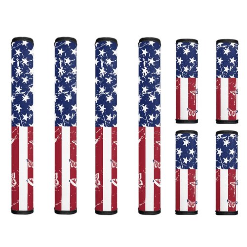Maiyoinou 8 Pieces July 4th Patriot Flags Refrigerator Door Handle Covers Reusable Home Decoration for Fridge Oven Dishwasher Keep Clean from Smudges, Independence Day
