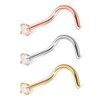Ruifan 3PCS 20G Mix Color 316L Surgical Steel 2mm White Opal Nose Rings Studs Twist Screw Bend Ring Body Piercing Jewelry