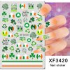 St. Patrick's Day Nail Art Stickers Green Irish Clover Nail Decals 3D Self-adhesive Nail Art Supplies Lucky Leaves Beer Nail Design Shamrock Nail Stickers for Saint Patrick's Day Nail Decoration 6 Pcs