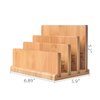 Bamboo Mail Organizer with Rubber Feets, wishacc Vertical Desk Letter/Envelope/File/Paper/Folder/Bill Holder for Office & Home, Small 3 Sections Desktop Office Supplies Incline Sorter Rack