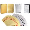 jcoral 2 Pack Gold Playing Cards Diamond Plastic Silver Playing Cards Waterproof Poker Cards,Highly Flexible Gold Foil Cards(Gold+Silver)