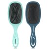 AIMIKE 2pcs Hair Brushes for Women, Turquoise Detangling Brush for Curly Straight Hair, Painless Hairbrush w/Flex Soft Bristles, Detangler Brush Easy Through Tangles, Wet & Dry Paddle Brush