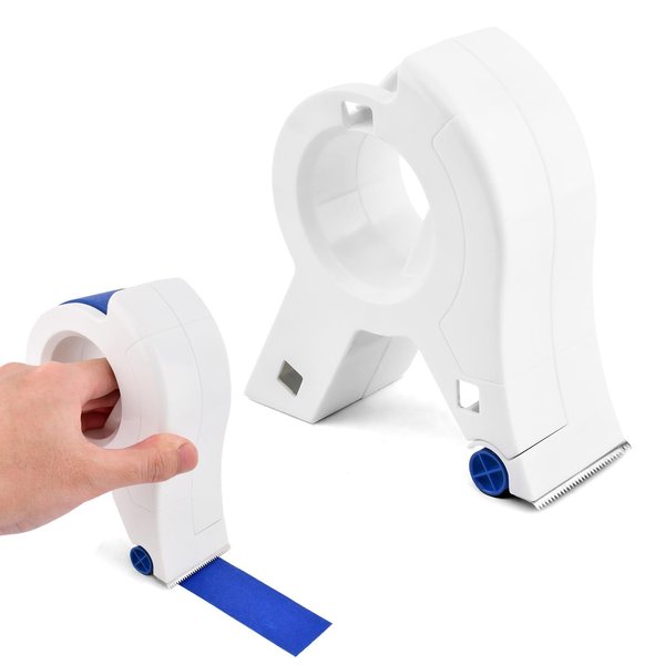 QKDS Masking Paint Tape Dispenser, Portable Paint Tape Applicator for Trim, Easy to Grip Rounded Handles and Accurate Tape Application, Saves Time Compact Design for On The Go Usage(White)