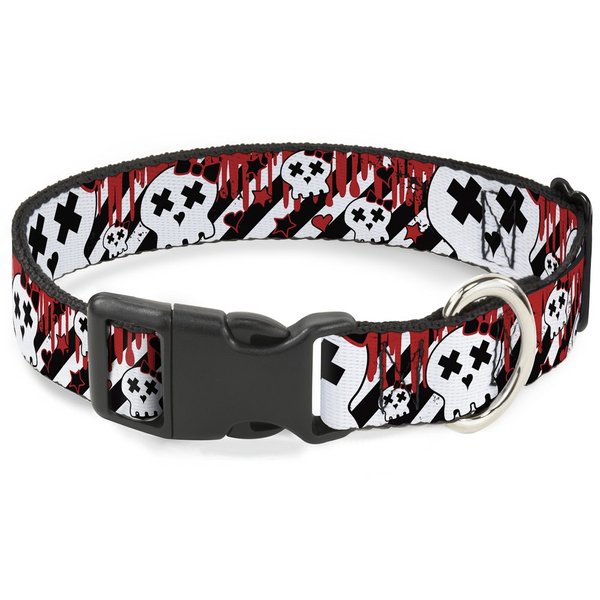 Buckle-Down PC-W30750-NS Plastic Clip Collar, Skulls, 1/2" Wide-Fits 6-9" Neck-Small