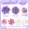 BBTO 21 Pieces Flower Hair Clip Rose Hair Clips Hair Barrettes for Women Flower Hair Accessories Boho Bride Claw Clip Hairpin Brooch Pin Headpiece for Girls Wedding (White, Purple)