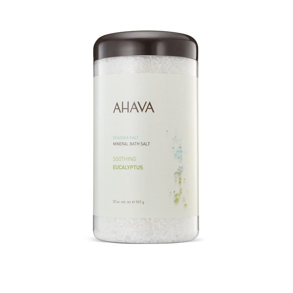 AHAVA Dead Sea Mineral Bath Salt, Soothing Eucalyptus - Intense Relaxation for Body & Mind, Elevates Moisture, Softens & Eases Sore Muscles, Enriched by Exclusive Dead Sea Salt & Osmoter blend, 32 Oz