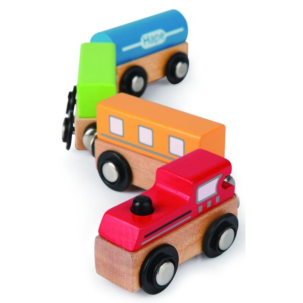 Hape Qubes Wooden Magnetic Classic Train Set L: 1.6, W: 1.6, H: 12.2 inch