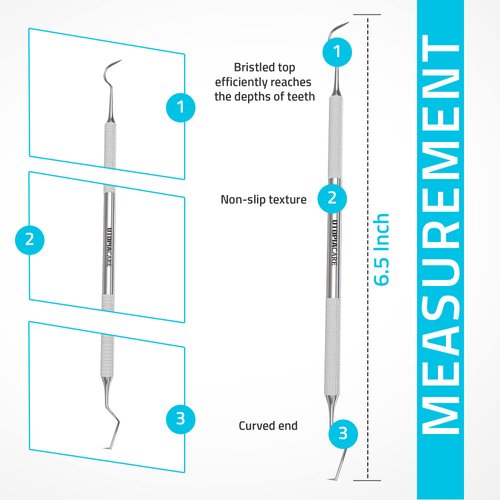 Utopia Care Professional Dental Tartar Scraper Tool - Dental Pick, Double Ended Tartar Remover for Teeth, Plaque Remover, Tooth Scraper (6.5 Inch, Silver, 1)