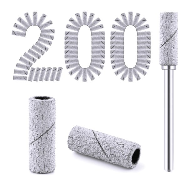 Cellentool 200 Pcs Nail Drill Bits Small Sanding Bands with 3.1mm Mandrel Bit, Mini Sanding Bands Nail File for Acrylic Nails Gel Manicures and Pedicure (Zebra, 180 Grit)