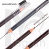6pcs 2mm Ultra-Thin Eyebrow Pencil with Brush Waterproof Long-Lasting Slim Eyebrow Pencil Peel off Microblading Mapping Pencils (#01 Black)
