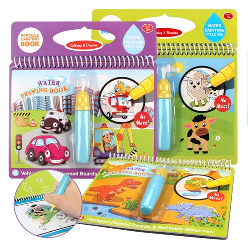 Joyfia Water Coloring Books for Toddlers, Water Painting Book for Kids 3-5, Paint with Water Drawing Books for 2-4, Mess Free Coloring Books, Travel Toys for Girls Boys Birthday Gifts (3Pack)