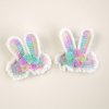 WOCATS 2pcs Metal Snap Hair Clips -Handmade Woven Knitting Adorable Bunny Crochet Hairpins as cool gifts for Wedding Party Makeup Birthday Decoration (Blue Rainbow)