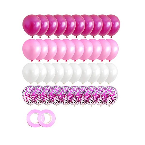 40PCS Pink Gradient Balloons 12 inch Confetti Balloons & Latex Balloons for Wedding Baby Shower Birthday Carnival Party Decoration Supplies