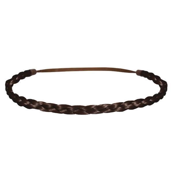 Mia Thin Braidie Headband made of Braided Synthetic Hair on Elastic Rubberband, Classic Pretty Hair Accessory for Women and Girls - Medium Brown