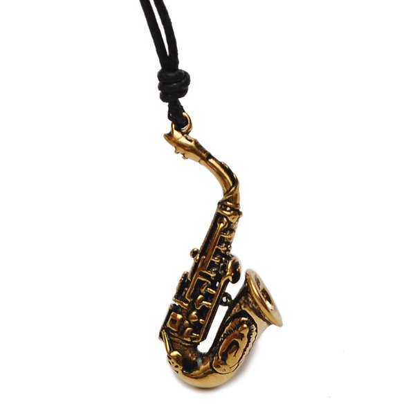 Saxaphone Music Instrument Handmade Brass Necklace Pendant Jewelry
