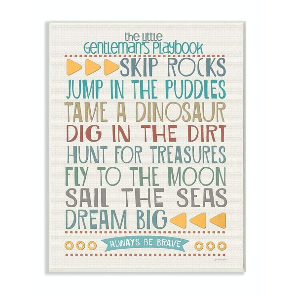 The Kids Room by Stupell Typography Art Wall Plaque, The Little Gentleman's Playbook, 11 x 0.5 x 15, Proudly Made in USA