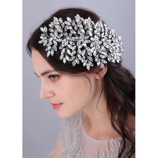 Kercisbeauty Statement Full Rhinestones Beads Hair Comb for Wedding Brides Women Girls Gothic Vintage Halloween Party Hair Jewelry