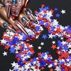 12 Grid July 4th Nail Art Glitter Sequins Independence Day Star Nail Sequins 3D Holographic Nail Glitter Holographic Red Blue Mixed Star Nail Decal Gold Glitter Flakes for Women Nails Eye Face Decor