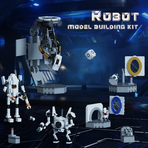 VLOTVFP Portal Building Block Set, Awesome Glados Science Action Figure Model Toy, Atlas and P-Body Testing Supervisor Robot Construction Playset Birthday for Kids Fans(705 PCS)