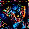 Glow in the Dark Party Supplies Glow Neon Party Supply Set, 98.4 ft 6 Rolls Blacklight Luminous Tape 14.4 ft Neon Streamer Garland 25 Pcs Fluorescent Balloon Decoration(Bright Dot)