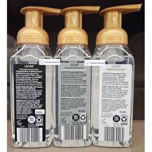 Lacura Wellness Collection Foaming Hand Soap, Chamomile & Bergamot, Eucalyptus & Spermint, Sparkling Lemon, 10.14oz 300ml (Three Bottles)