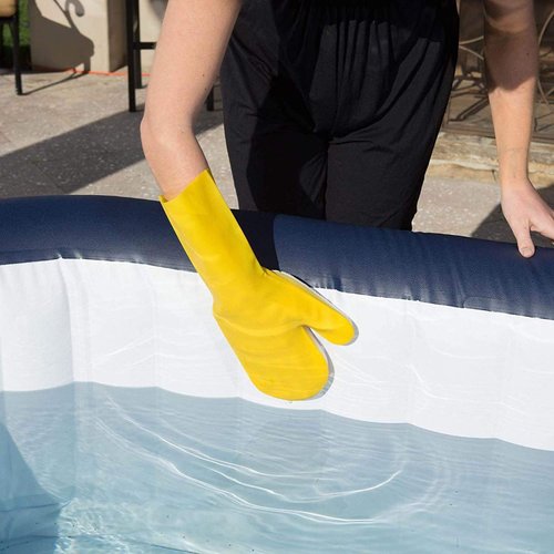 Suneration 2 X Pool Cleaning Gloves for Swimming Pool Hot Tub Spa Scrubbing Mitt Waterproof Latex Gloves with Scouring Pad