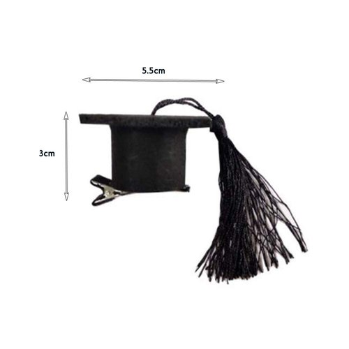 BinaryABC Graduation Hat Hair Clip,Mini Doctoral Cap Hair Clip,Graduation Party Supply Decoration,Graduation Hair Accessories (Black)